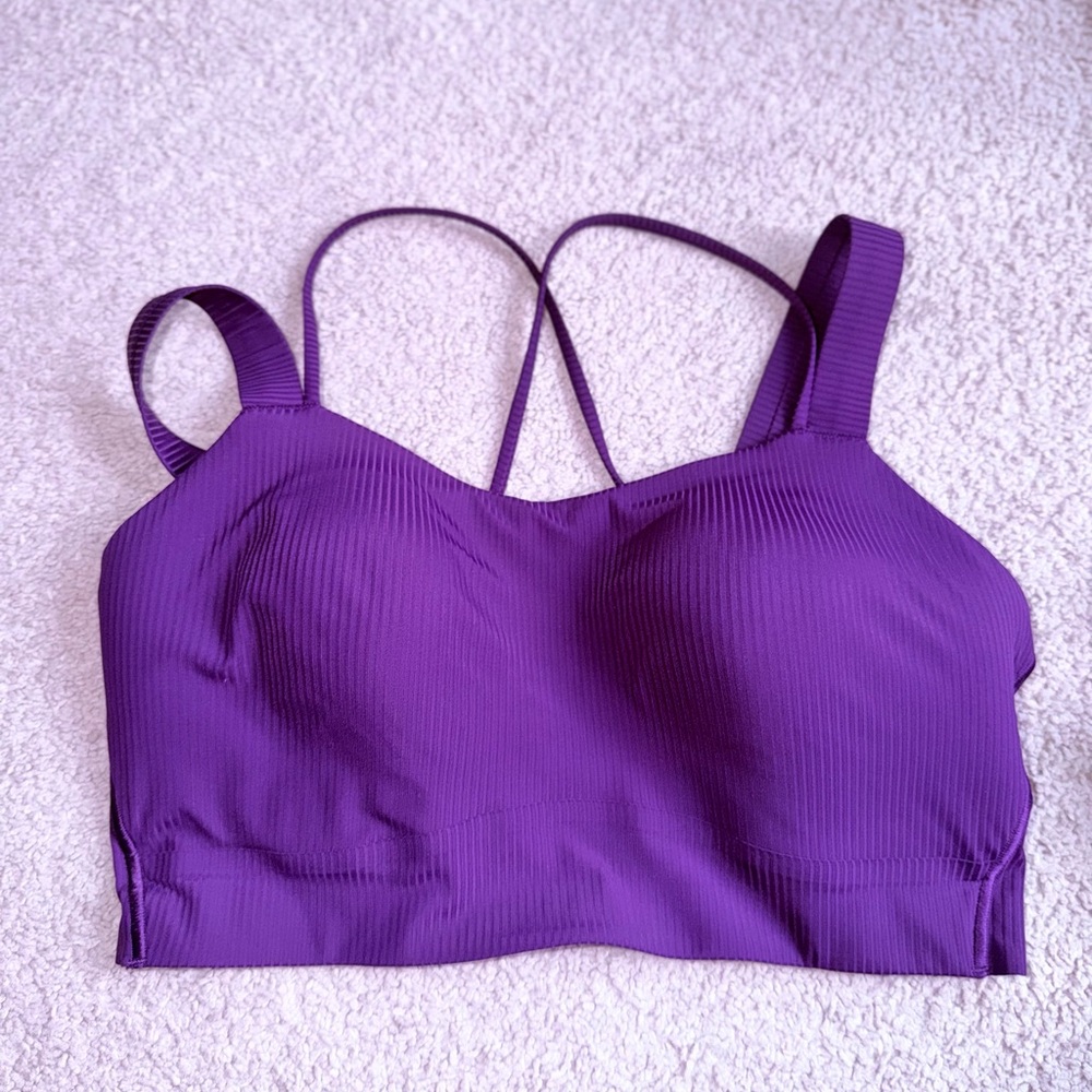 Lululemon Like a Cloud Ribbed Longline Bra, D/DD Cup Dramatic Magenta $68